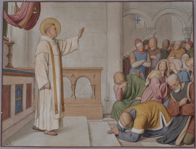 Szent Domonkos (1170-1221) prédikációja az Oltáriszentség védelmében