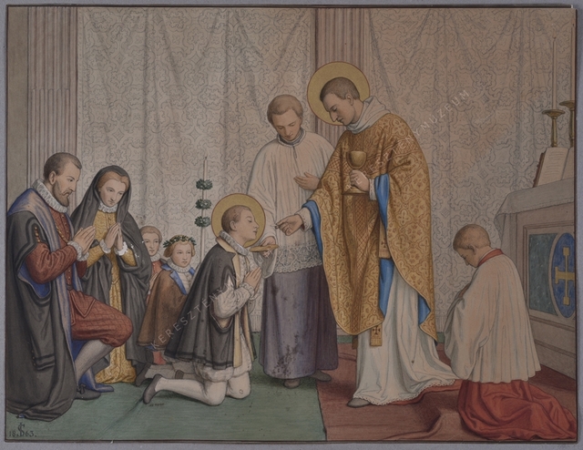 Gonzága Szent Alajos (1568-1591) mantuai trónörökös elsőáldozása