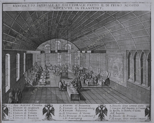 Az I. Lipót császár megválasztását követő bankett Frankfurtban