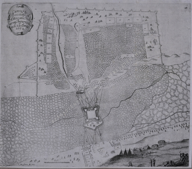 Nagykanizsa vára és környéke madártávlati képe az 1664. évi ostrom idején