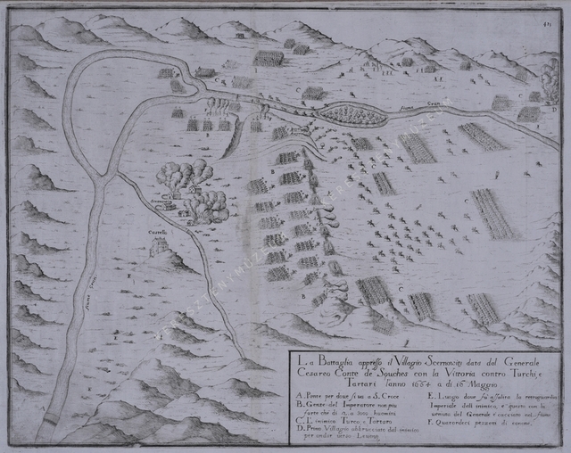 A zsarnócai csata madártávlati képe, 1664