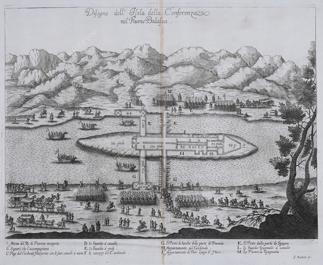 A pireneusi békekonferencia helyszíne: A Fácánok szigete a Bidasoa folyón