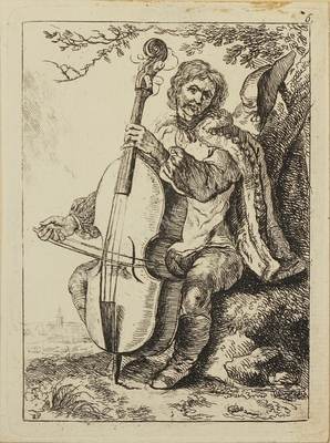 Fa tövén, bőgőn játszó cigány...