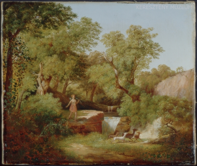 Tájkép vadászó Dianával