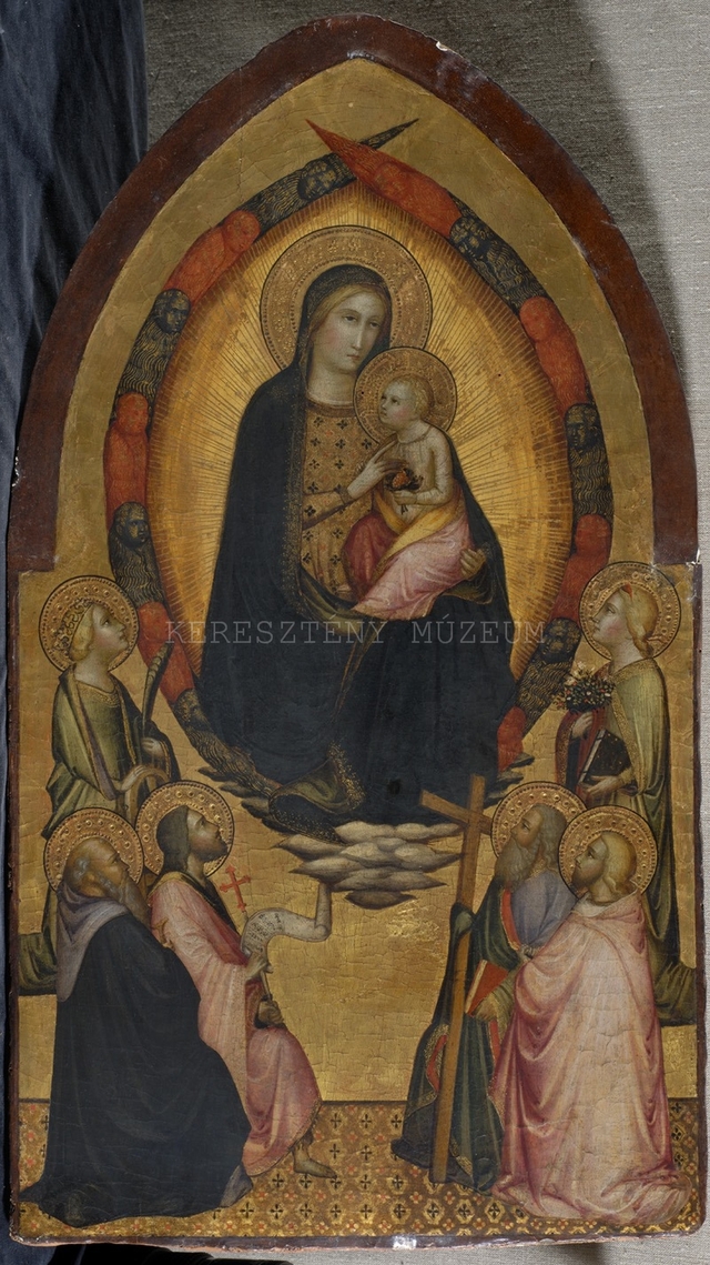 Madonna gyermekével mandorlában, Alexandria Szent Katalin, Keresztelő Szent János, Remete Szent Antal, Szent András, Szent Juliánus (?) és Szent Dorottya kíséretében
