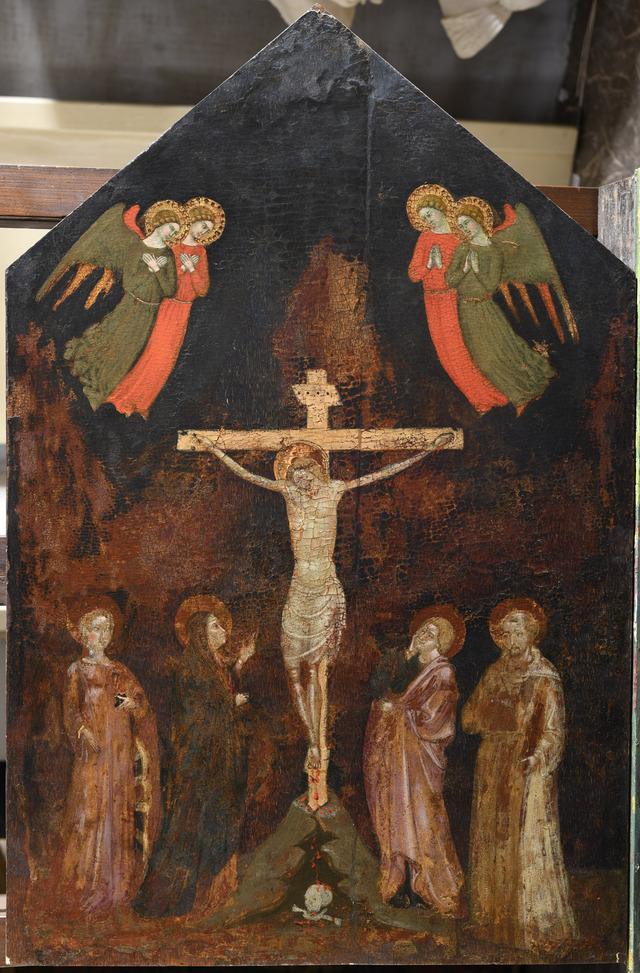 Krisztus a kereszten Alexandriai Szent Katalinnal és Assisi Szent Ferenccel