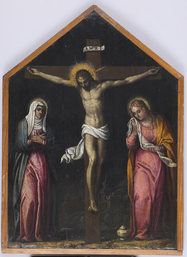 Krisztus a keresztfán Szűz Mária és Mária Magdolna között