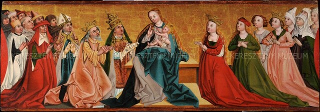 Mária gyermekkel és fohászkodókkal