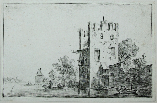 Négyszintes torony a víz mellett