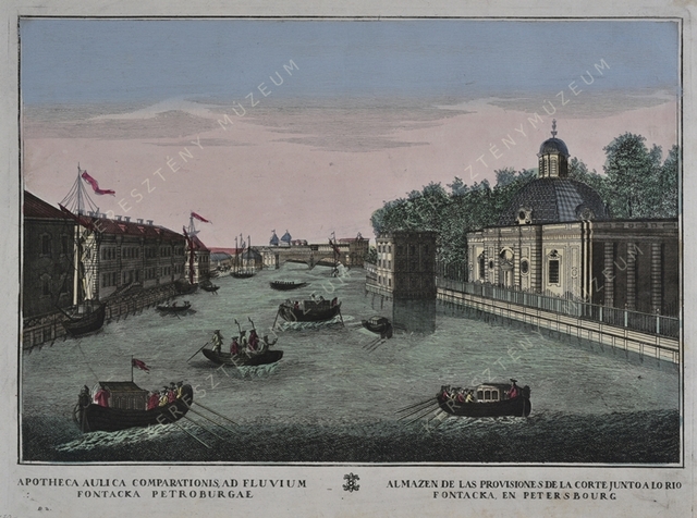 A cári udvari raktár a Fontanka folyó partján Szentpéterváron